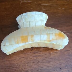 Yellow and Cream Hair Claw Clip
